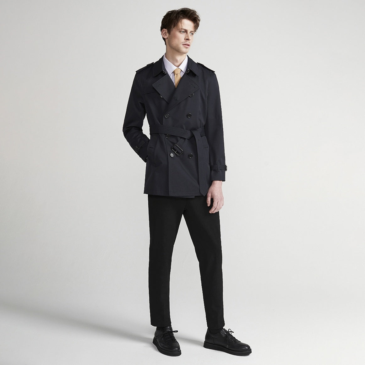 Men's Double Breasted Belted Trench Coat