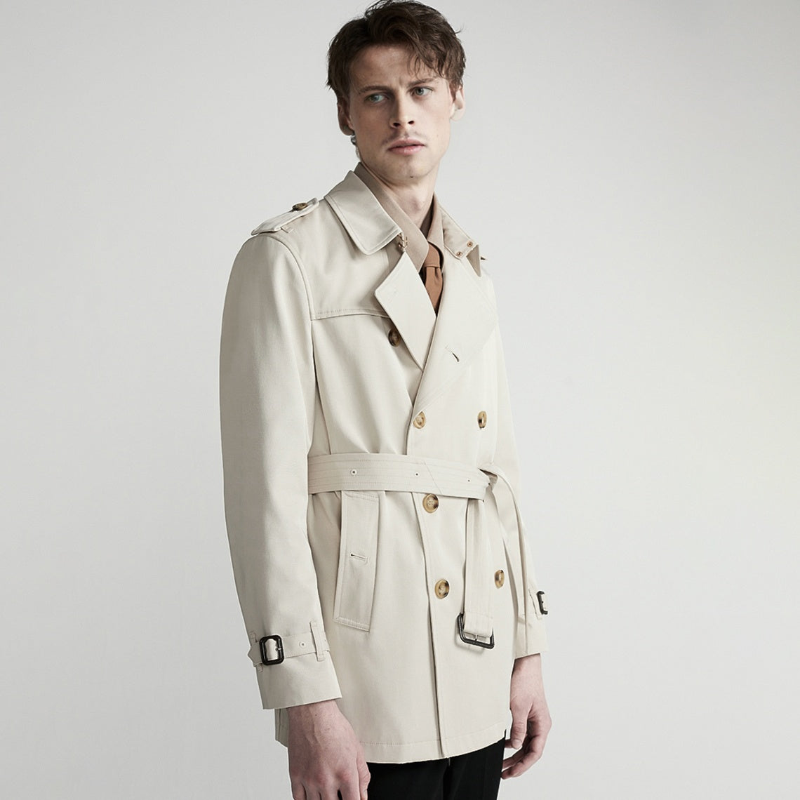 Men's Double Breasted Belted Trench Coat
