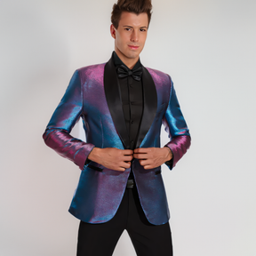 Men's 2 Pieces Glitter Gradient Iridescent Shawl Collar Sequin Tuxedo