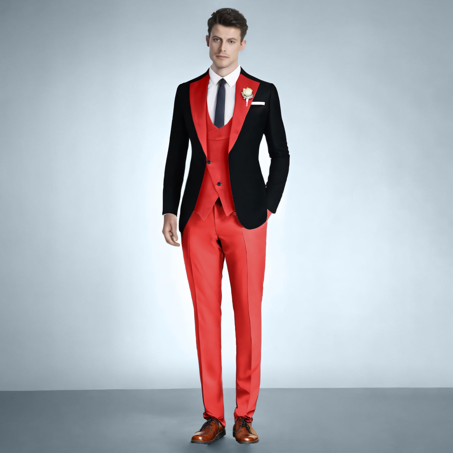 Men's Slim Fit 3 Pieces Notch Lapel Event Tuxedo Suit