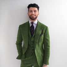 Men's Classic Vintage 3 Piece Herringbone Tweed Notch Lapel Tuxedo