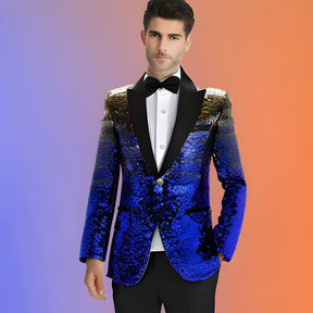 Men's 2 Pieces Notch Closure Collar Gradient Sequin Party Event Tuxedo