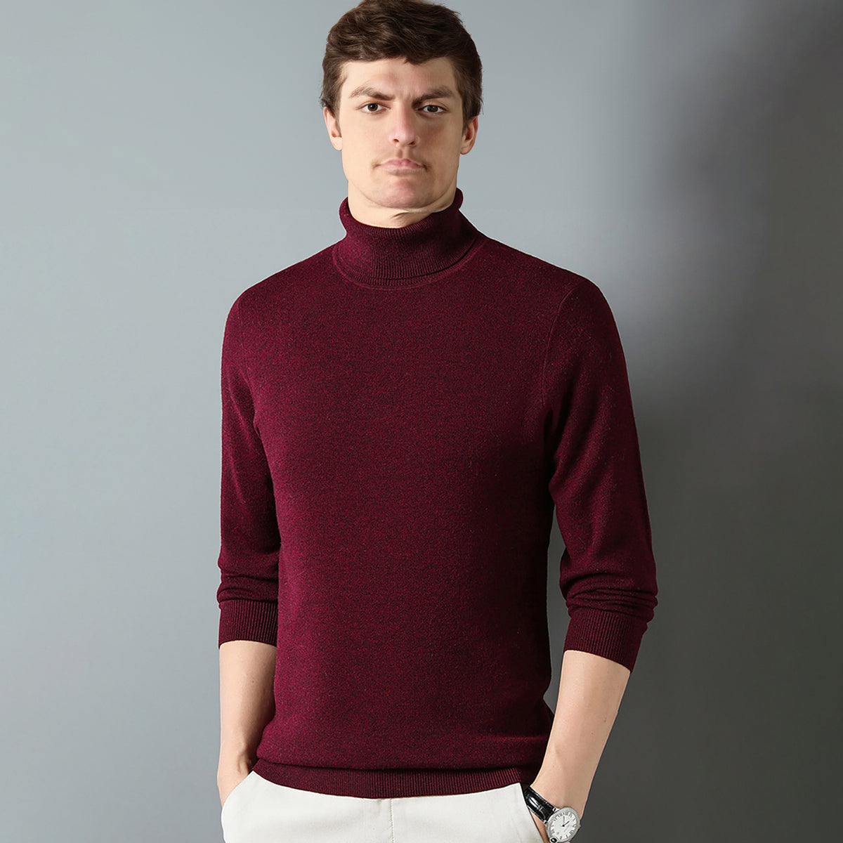 Men's Classic Wool Cashmere Soft Turtleneck Sweater