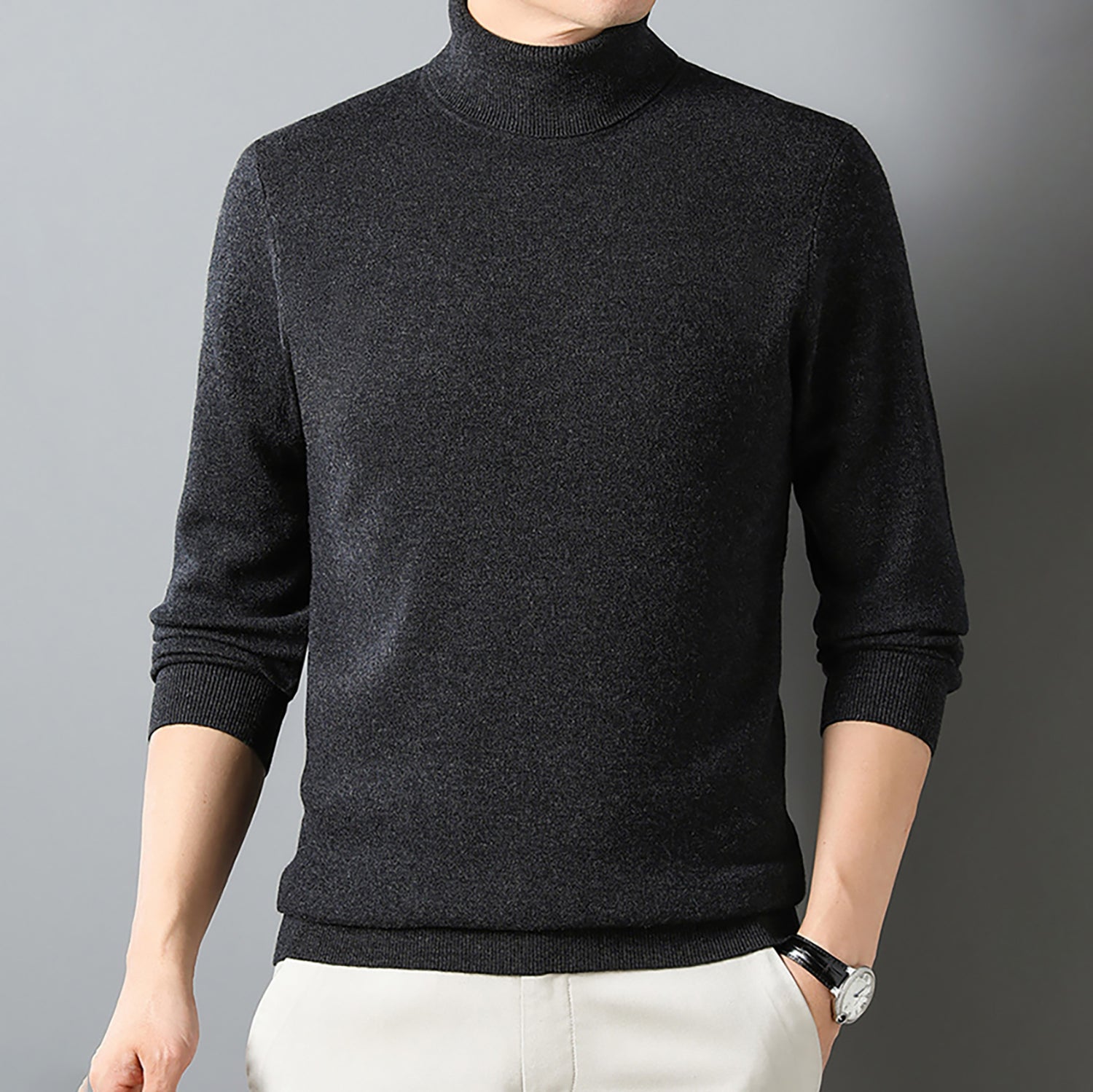 Men's Classic Wool Cashmere Soft Turtleneck Sweater