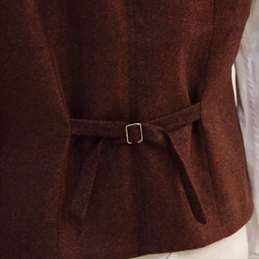 3 Piece Burgundy Herringbone Tweed Notch Lapel Suit