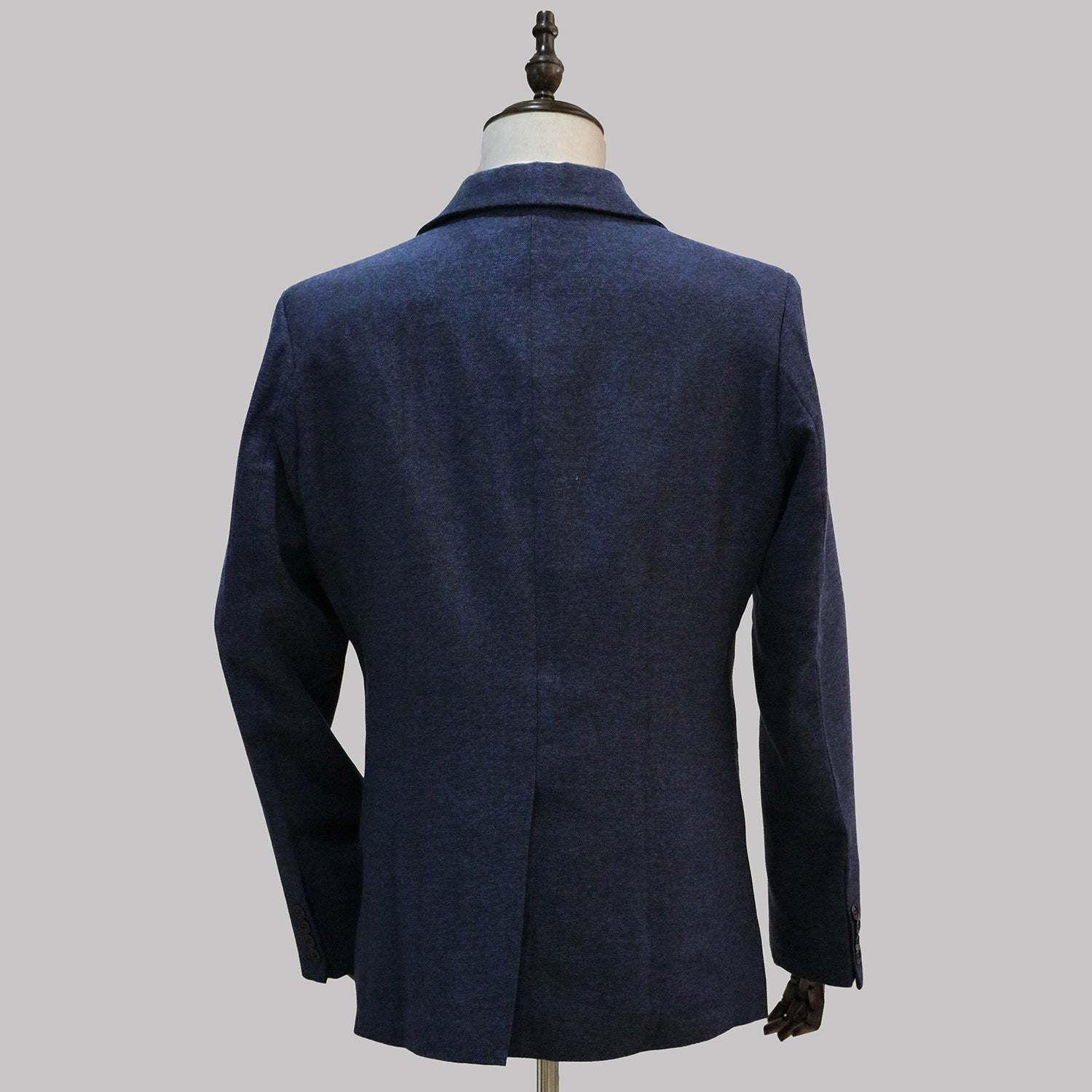3 Piece Navy Blue Herringbone Tweed Notch Lapel Suit