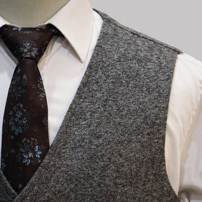 3 Pieces Retro Herringbone Tweed Suit