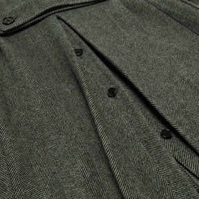 Men's Army Green Tweed Herringbone Overcoat