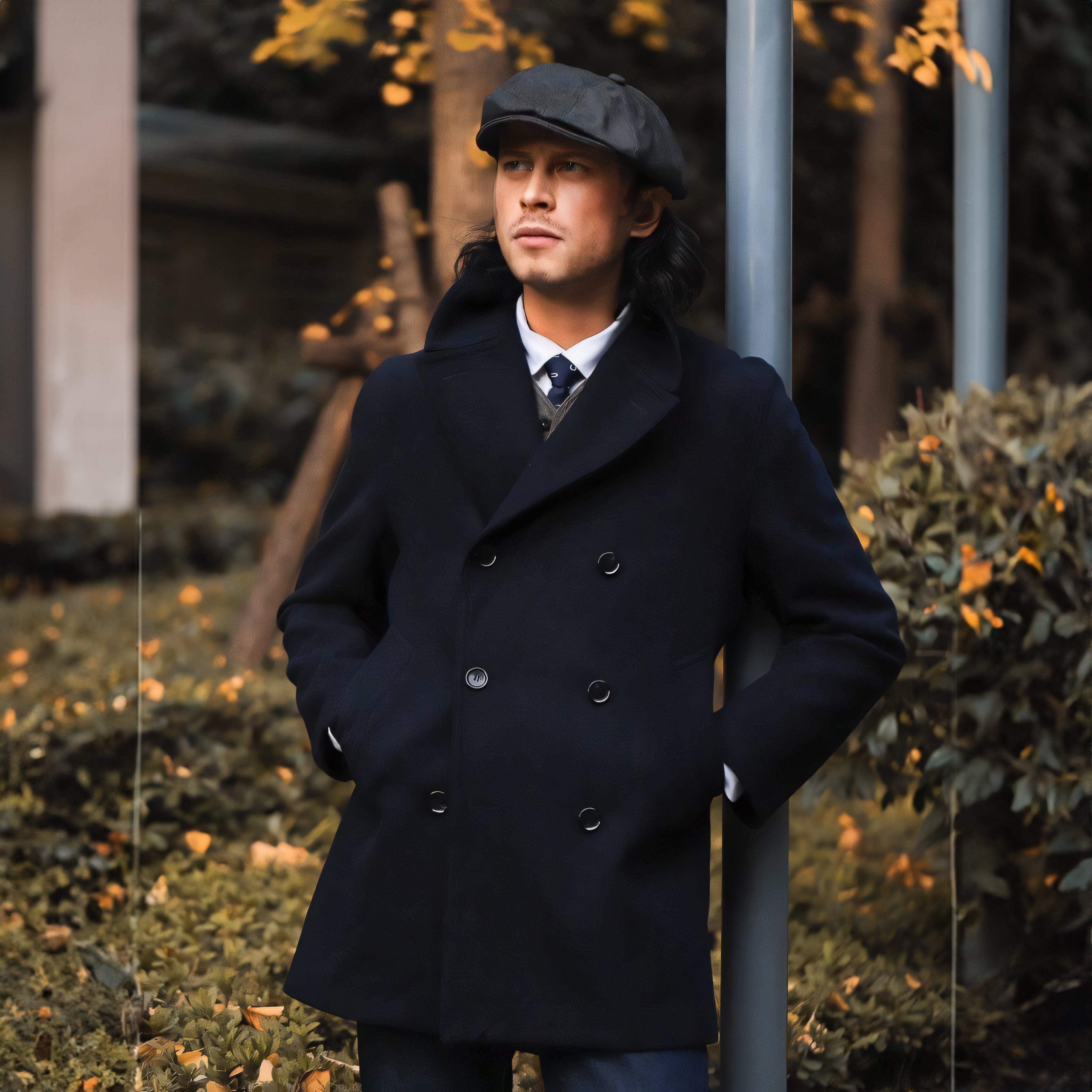 Double breasted hot sale peacoat men