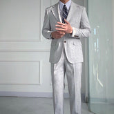 Men's 2 pieces summer white Italian casual notch collar gentleman suit