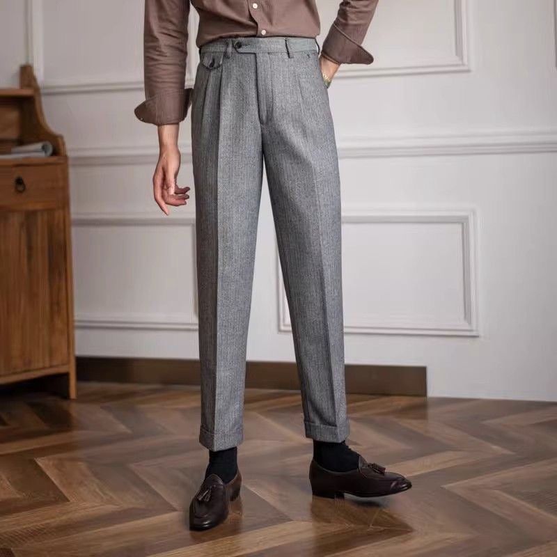 Men's Vintage Herringbone Tweed Pants