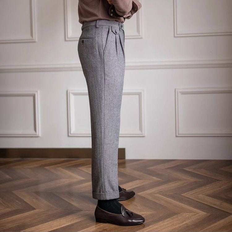 Men's Vintage Herringbone Tweed Pants