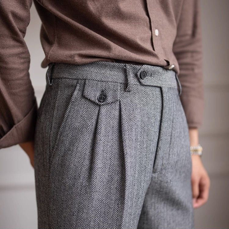 Men's Vintage Herringbone Tweed Pants