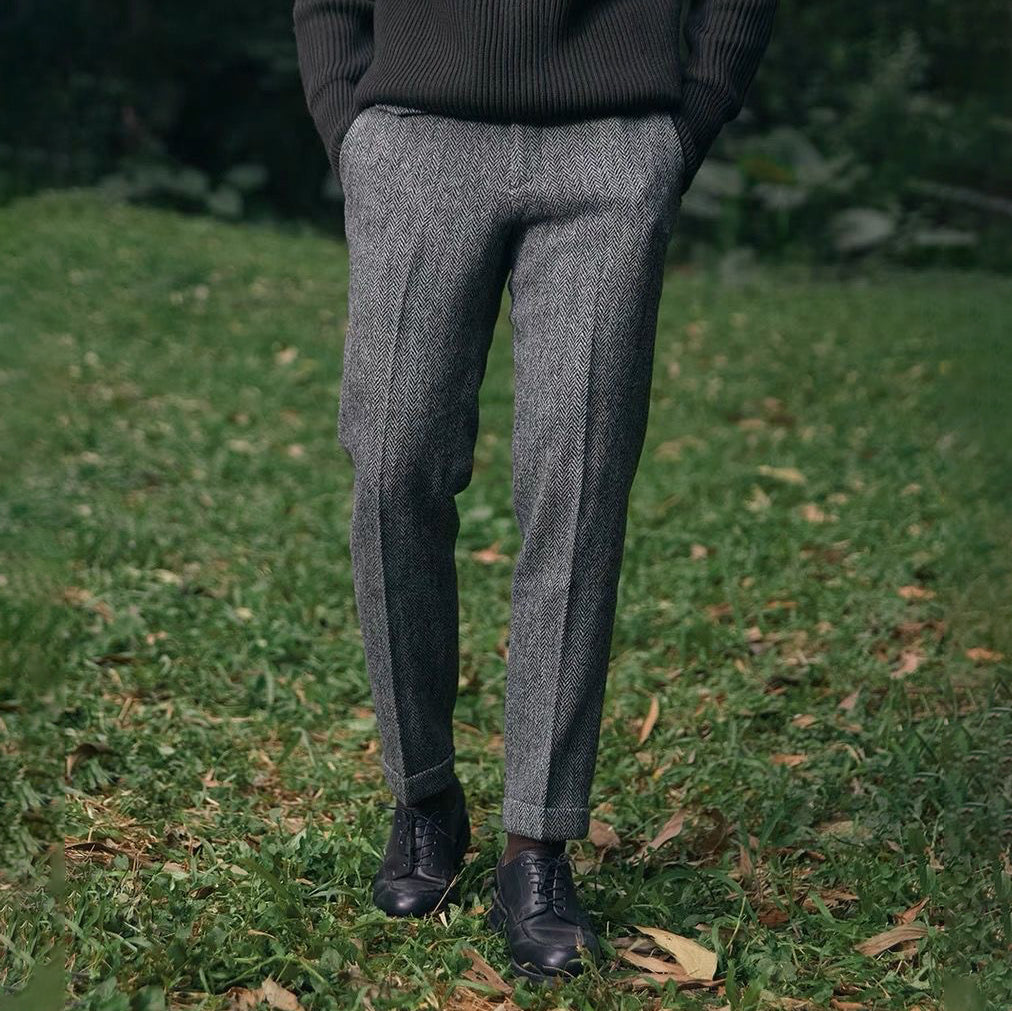 Men's Vintage Herringbone Tweed Thickened Pants