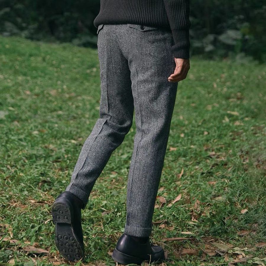 Men's Vintage Herringbone Tweed Thickened Pants