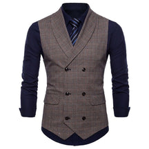 Men's Shawl Collar Houndstooth Retro Notch Lapel Formal Double Breasted Waistcoat