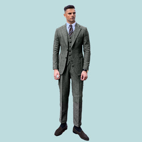 3 Pieces Vintage Herringbone Tweed Suit