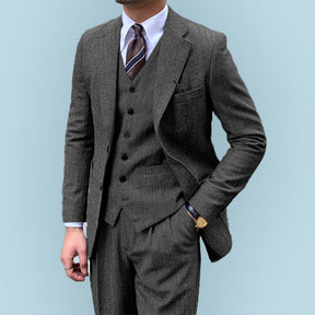 3 Pieces Vintage Herringbone Tweed Suit