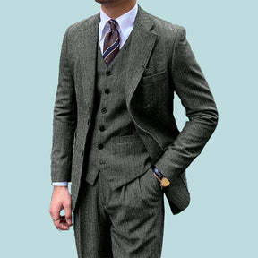 3 Pieces Vintage Herringbone Tweed Suit