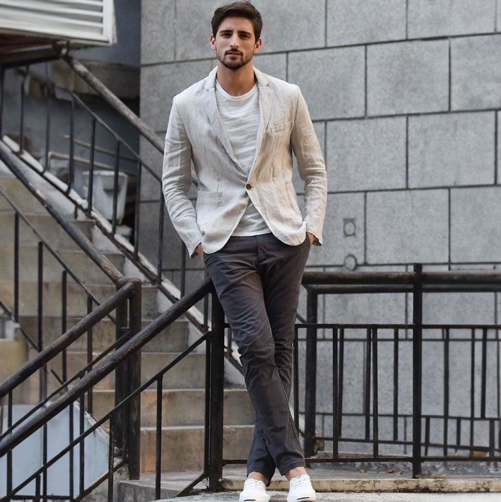 Men's Casual Summer Slim Fit Linen Notch Lapel Blazer