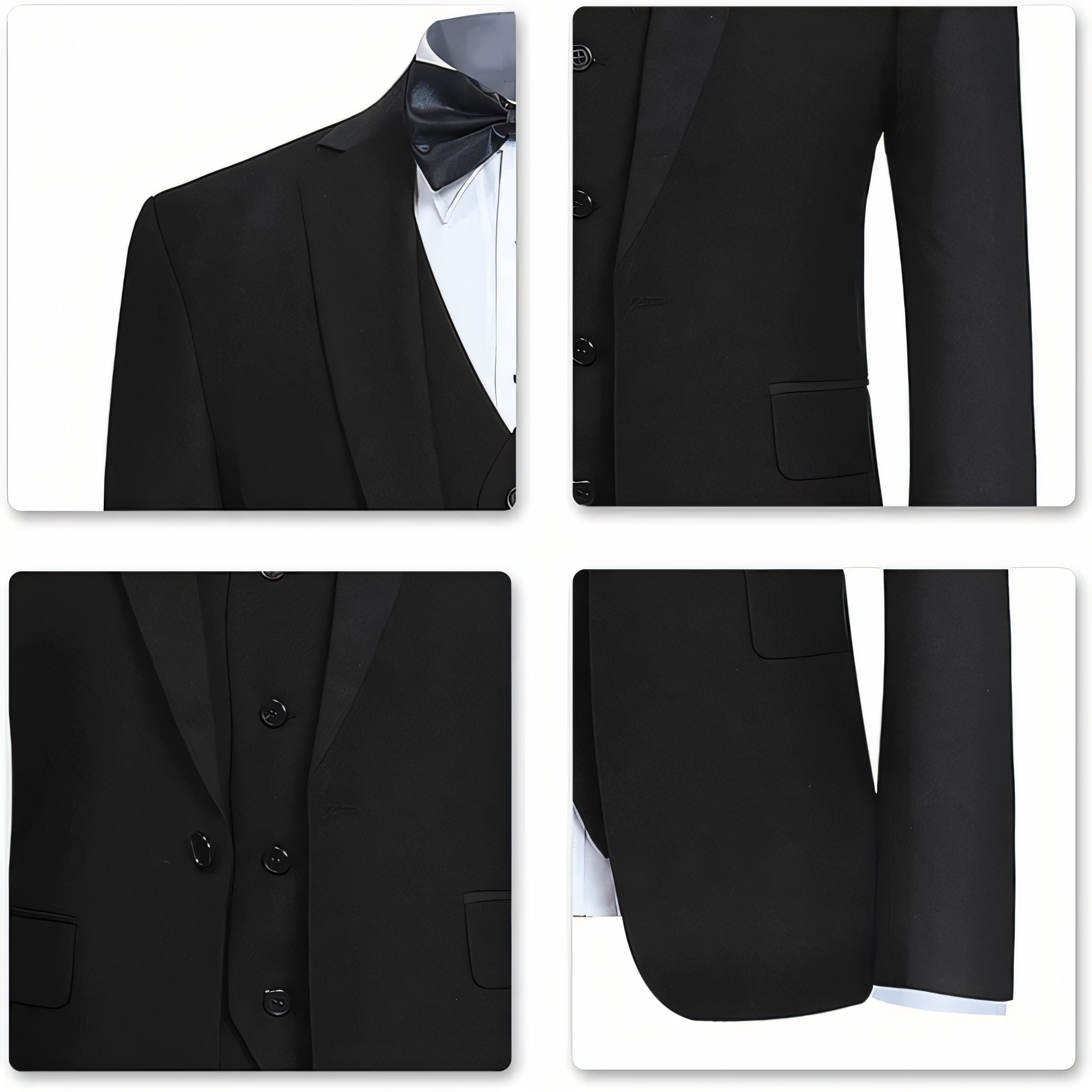 Formal 3 Piece Men's Suit Slim Fit Solid Peak Lapel Suit