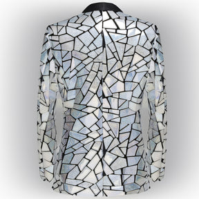 Men's 2 Pieces Fashion Prism Silver Sequin Party Tuxedo
