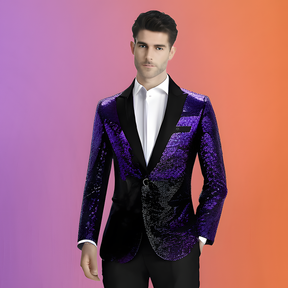 Men's 2 Pieces Notch Closure Collar Gradient Sequin Party Event Tuxedo