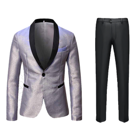 Men's 2 Pieces Glitter Gradient Iridescent Shawl Collar Sequin Tuxedo