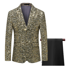 Men's 2 Pieces Gold and Silver Stage Sequin Tuxedo Blazer