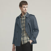 Men's Casual Double Breasted Short London Trench Coat