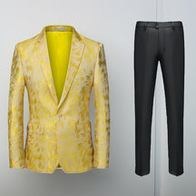 Men's 2 Pieces Textured Print Tuxedo Suit