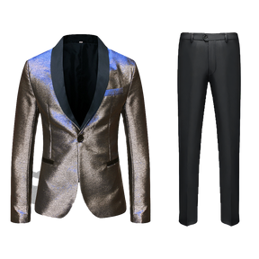 Men's 2 Pieces Glitter Gradient Iridescent Shawl Collar Sequin Tuxedo