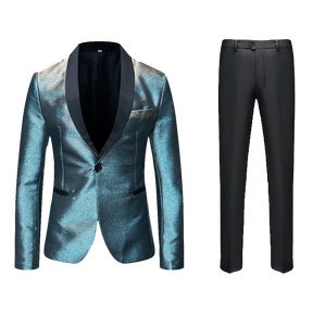 Men's 2 Pieces Glitter Gradient Iridescent Shawl Collar Sequin Tuxedo