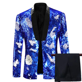 Men's 2 Pieces Suit Two-Tone Sequin Shawl Collar Tuxedo