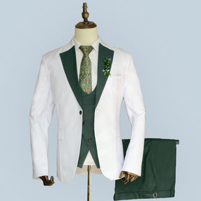 Men's Slim Fit 3 Piece Notched Lapel White Tuxedo