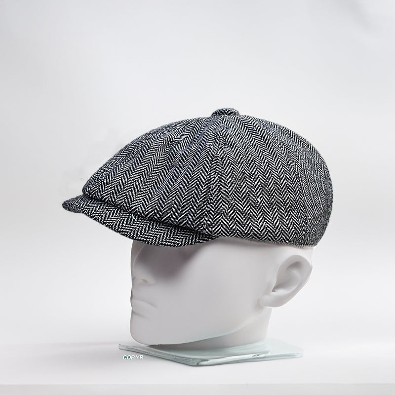 Peaky Razor Vintage Beret Herringbone Tweed Hat