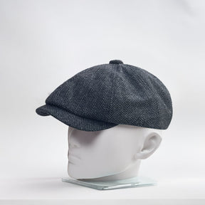 Peaky Razor Vintage Beret Herringbone Tweed Hat