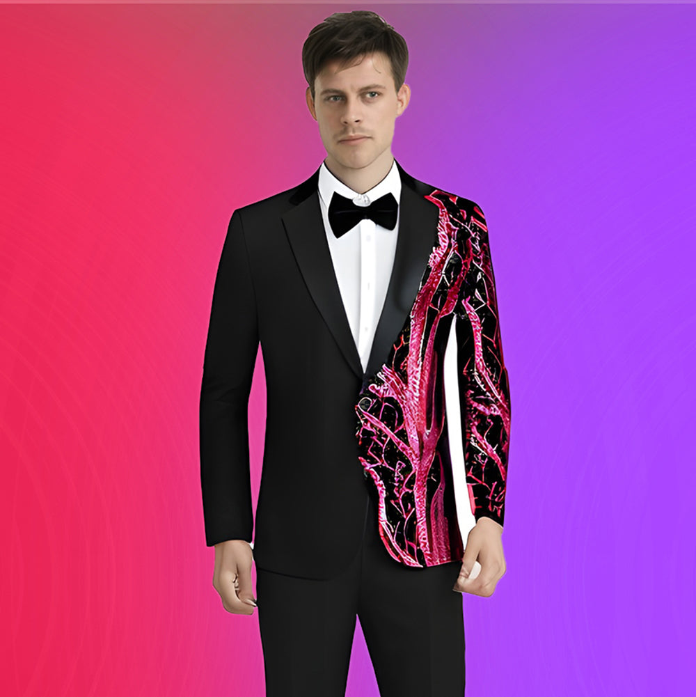 Men's 2 Pieces Suit Sequin Branches Black Tuxedo