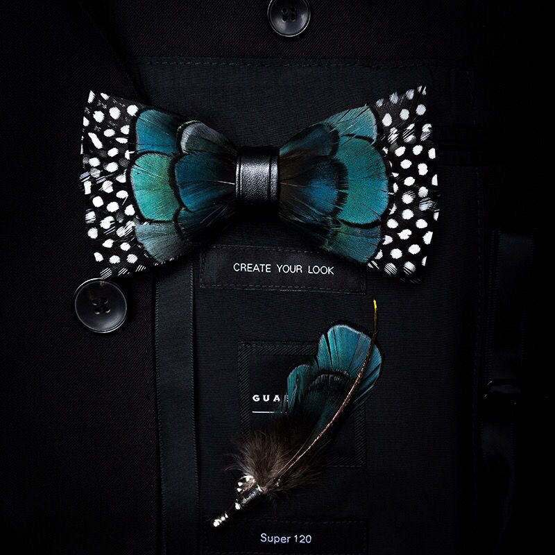 Handmade Natural Feather Bow Tie Blue and Green 4 Style Tie sweetearing GreenC Tuxedos, Formalwear, Wedding suits, Business suits, Slim-fit suits, Classic suits, Black-tie attire, Dinner jackets, Prom suits